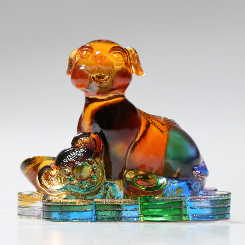 Figurine de dragon chinois en cristal Liuli faite à la main pour la protection et la prospérité