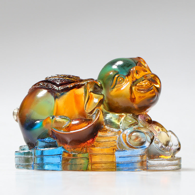 Figurine de dragon chinois en cristal Liuli faite à la main pour la protection et la prospérité