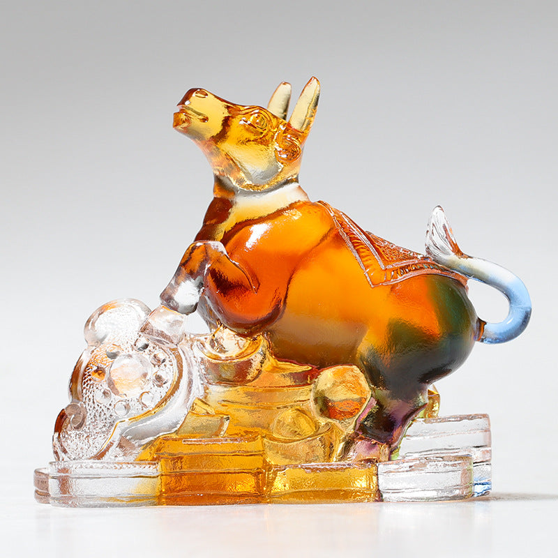 Figurine de dragon chinois en cristal Liuli faite à la main pour la protection et la prospérité