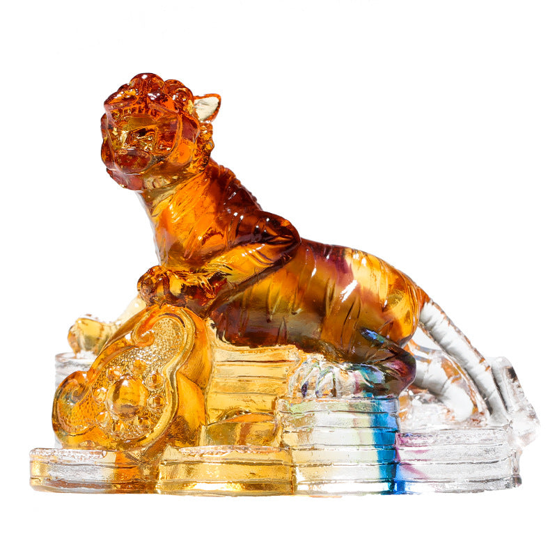 Figurine de dragon chinois en cristal Liuli faite à la main pour la protection et la prospérité