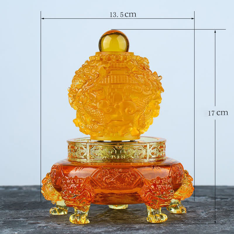 Décoration dragon Feng Shui en cristal Liuli faite à la main 13,5 cm