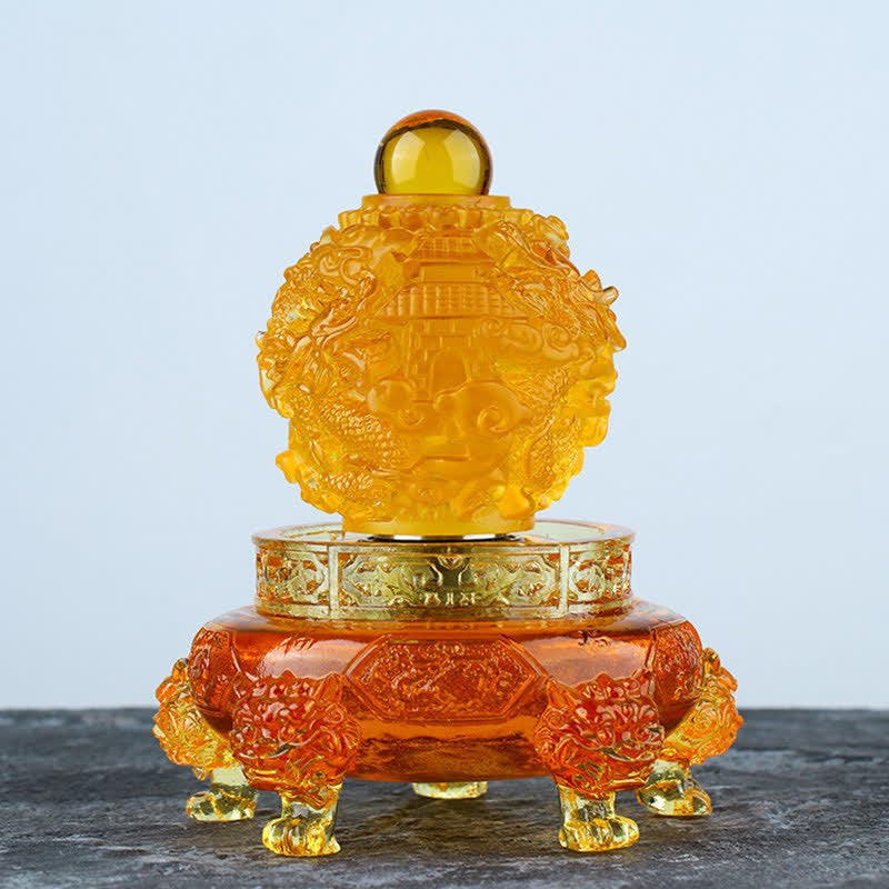 Décoration dragon Feng Shui en cristal Liuli faite à la main 13,5 cm