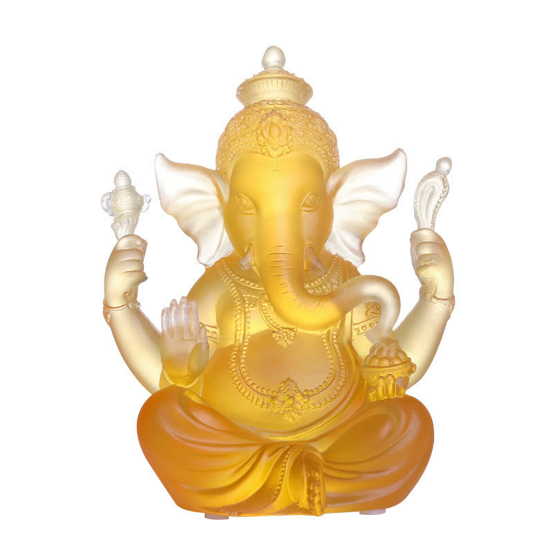 Statue de Ganesh en cristal Liuli faite à la main 11,5 cm Protection Art