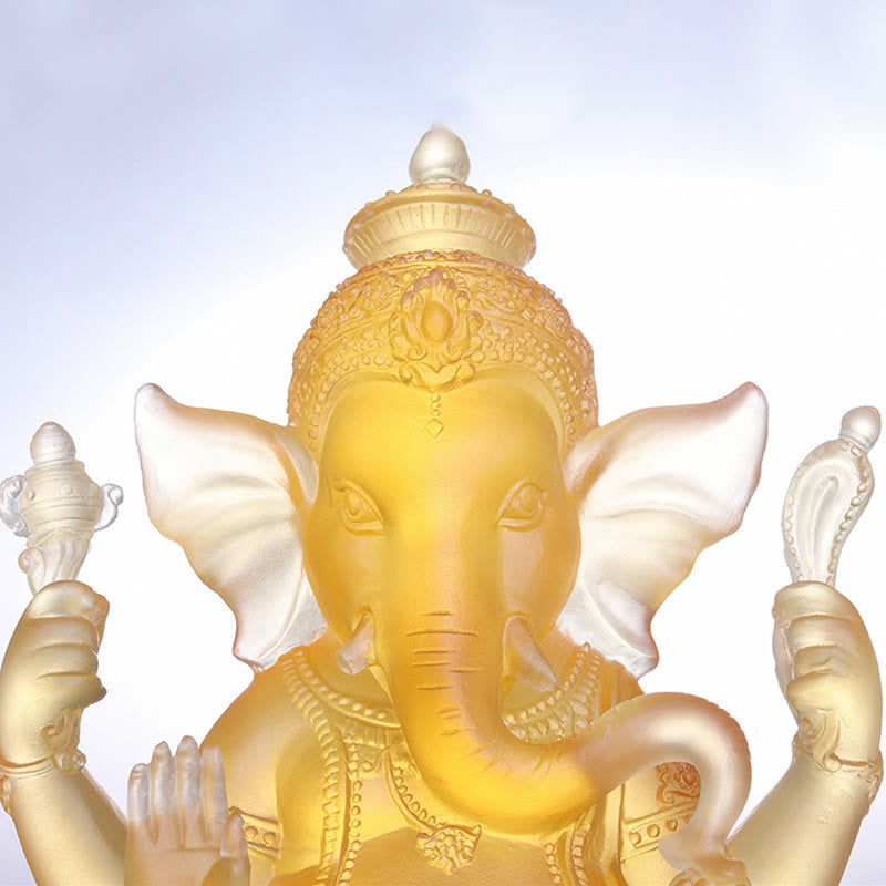 Statue de Ganesh en cristal Liuli faite à la main 11,5 cm Protection Art
