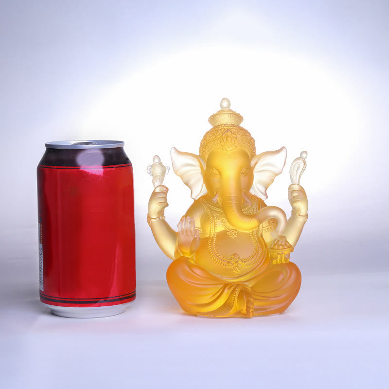 Statue de Ganesh en cristal Liuli faite à la main 11,5 cm Protection Art