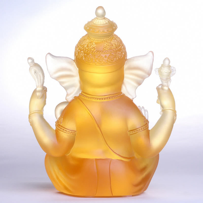 Statue de Ganesh en cristal Liuli faite à la main 11,5 cm Protection Art