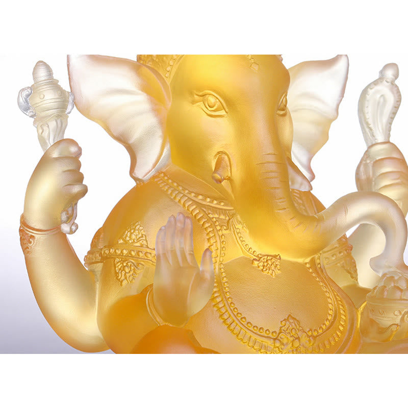 Statue de Ganesh en cristal Liuli faite à la main 11,5 cm Protection Art