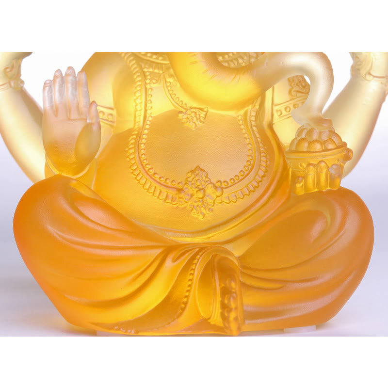 Statue de Ganesh en cristal Liuli faite à la main 11,5 cm Protection Art