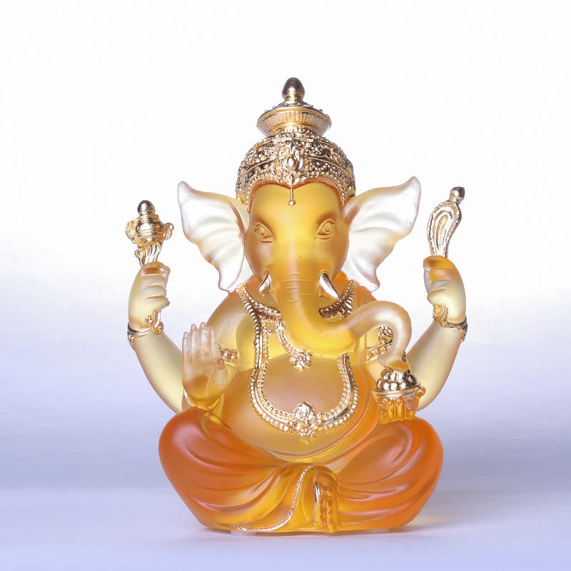 Statue de Ganesh en cristal Liuli faite à la main 11,5 cm Protection Art