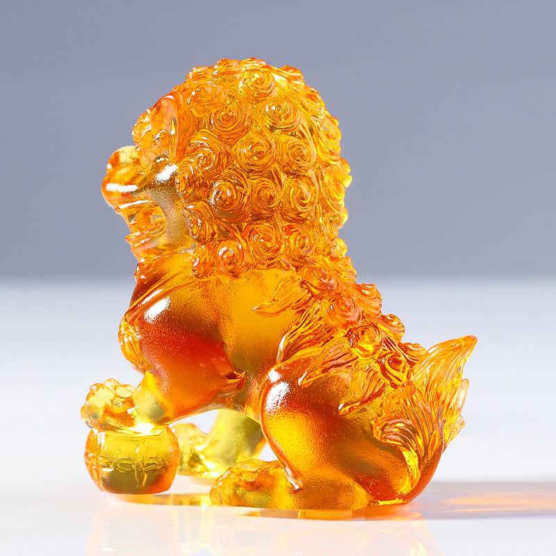 Pièce d'art en cristal de lion Liuli faite à la main pour la force et la protection