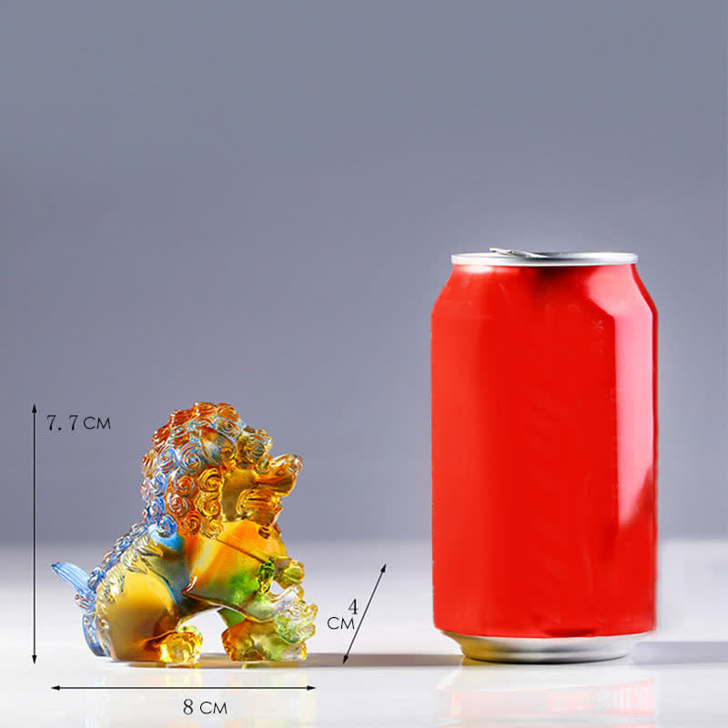 Pièce d'art en cristal de lion Liuli faite à la main pour la force et la protection