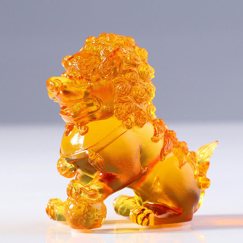 Pièce d'art en cristal de lion Liuli faite à la main pour la force et la protection