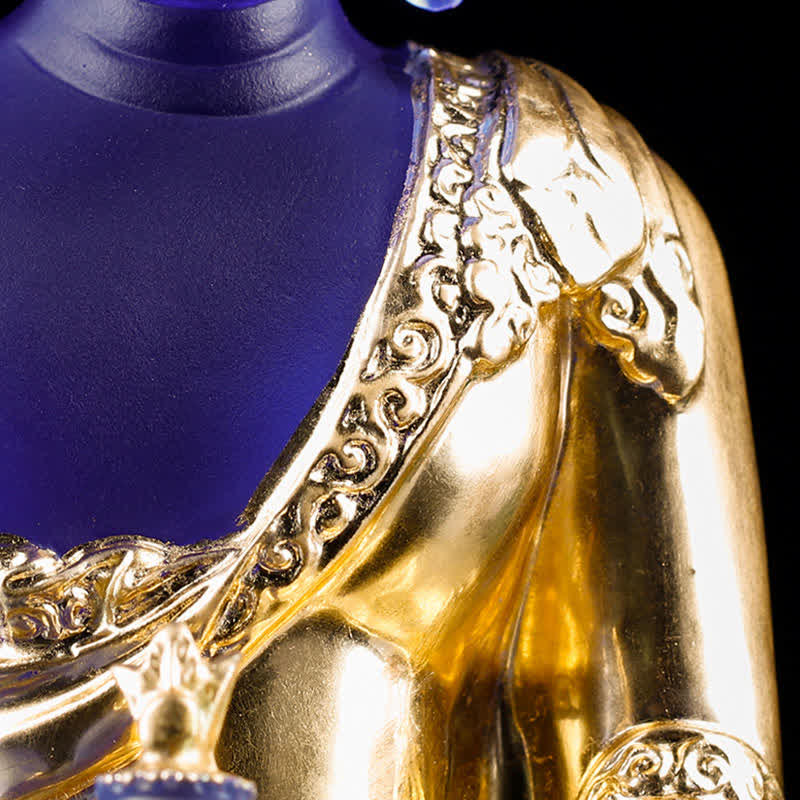 Statue de Bouddha de médecine en cristal Liuli faite à la main 13 cm