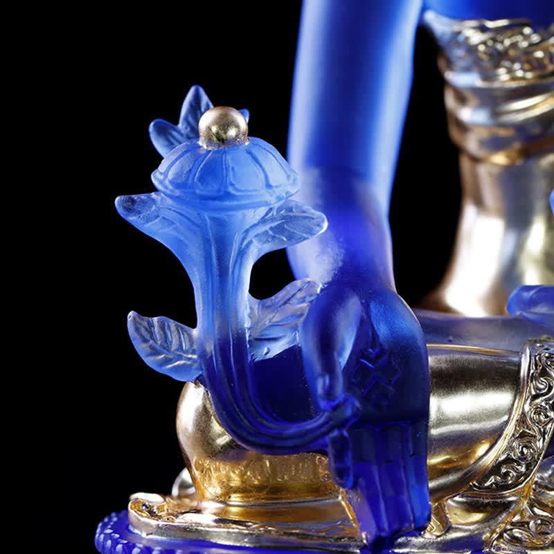 Statue de Bouddha de médecine en cristal Liuli faite à la main 13 cm