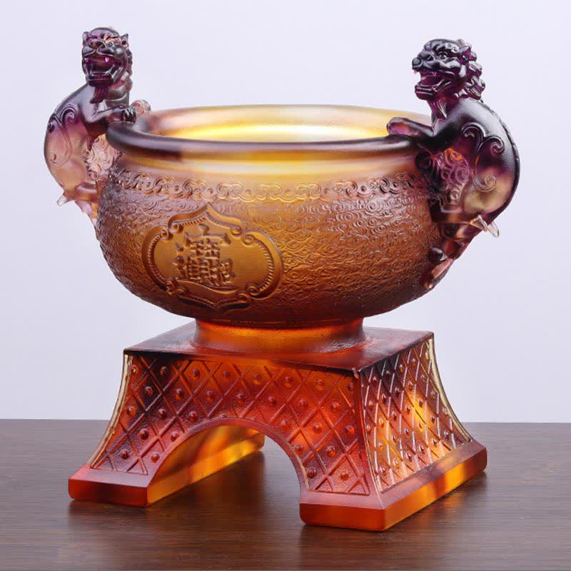 Bol au trésor en cristal PiXiu de Liuli fait à la main, pièce d'art