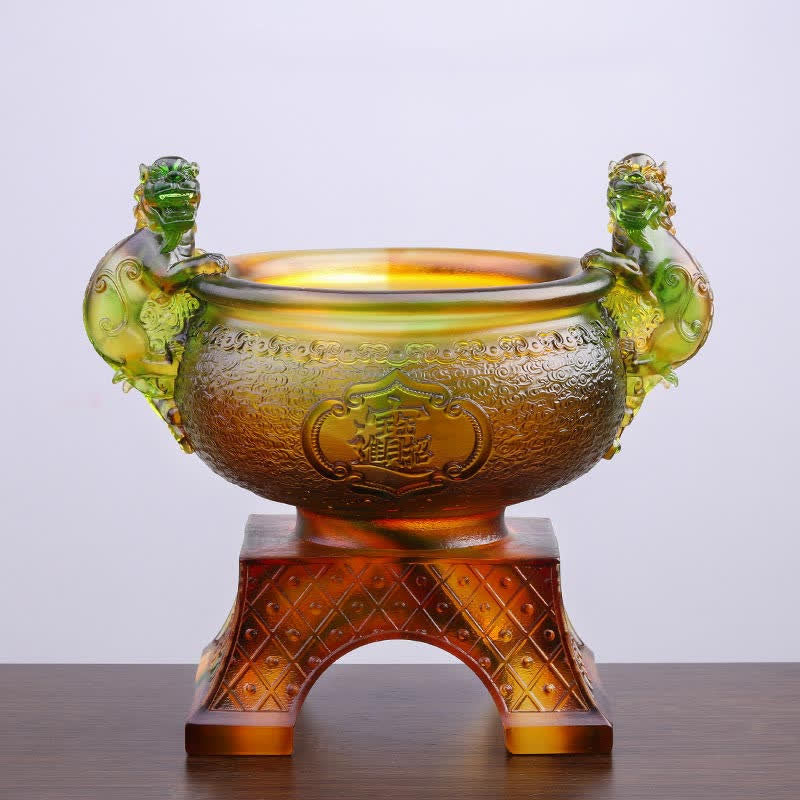 Bol au trésor en cristal PiXiu de Liuli fait à la main, pièce d'art