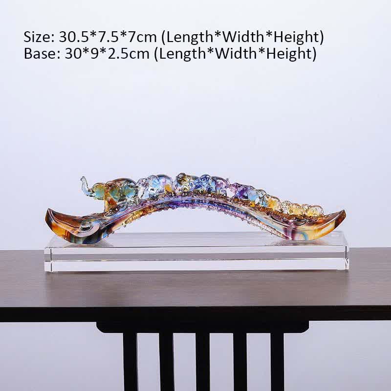 Figurine d'éléphant Ruyi en cristal Liuli faite à la main