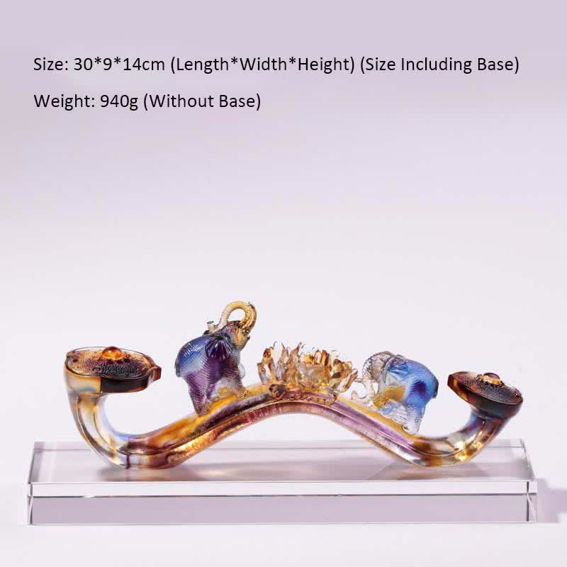 Figurine d'éléphant Ruyi en cristal Liuli faite à la main