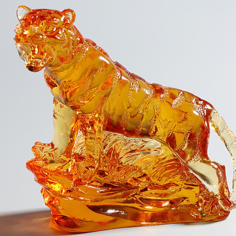 Tigre en cristal Liuli fait main | Décoration de protection