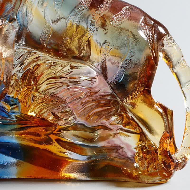 Tigre en cristal Liuli fait main | Décoration de protection