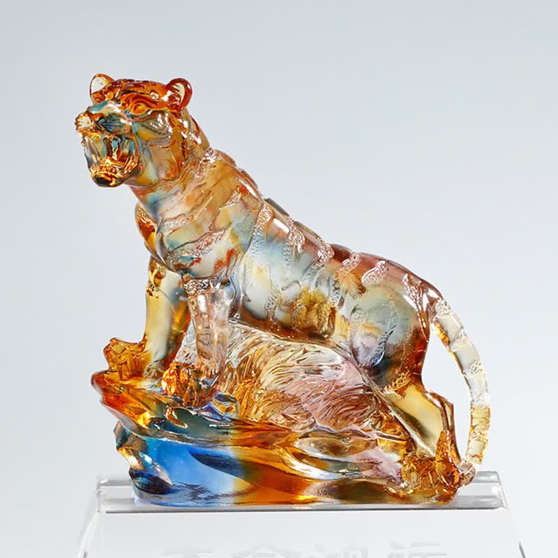 Tigre en cristal Liuli fait main | Décoration de protection
