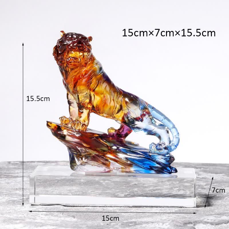 Tigre en cristal Liuli fait main | Décoration de protection