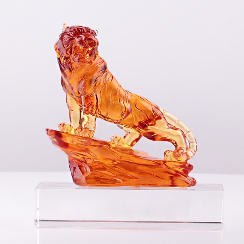 Tigre en cristal Liuli fait main | Décoration de protection