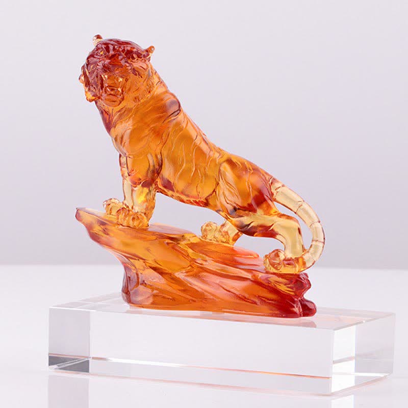 Tigre en cristal Liuli fait main | Décoration de protection