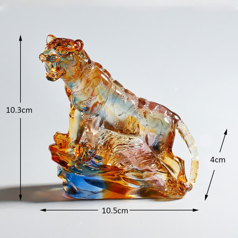 Tigre en cristal Liuli fait main | Décoration de protection