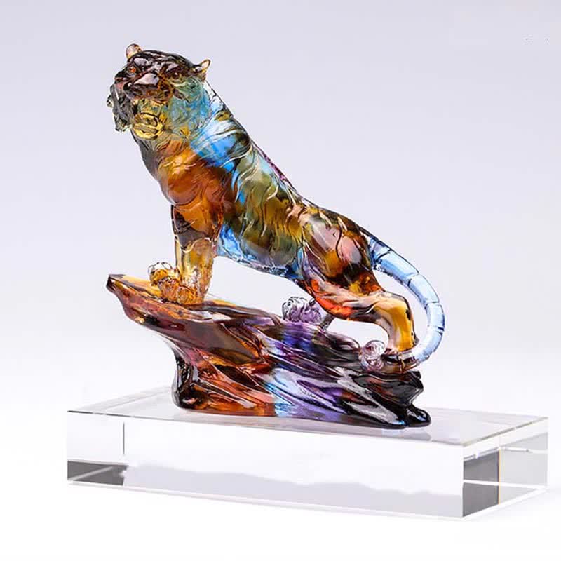 Tigre en cristal Liuli fait main | Décoration de protection