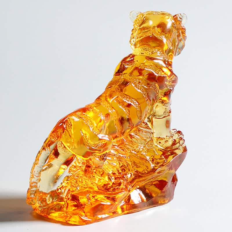 Tigre en cristal Liuli fait main | Décoration de protection