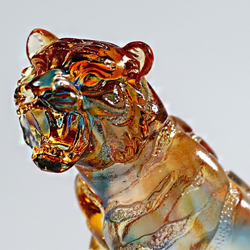 Tigre en cristal Liuli fait main | Décoration de protection