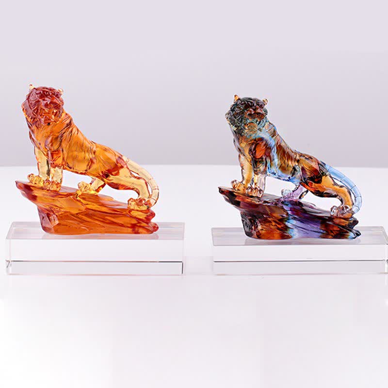 Tigre en cristal Liuli fait main | Décoration de protection
