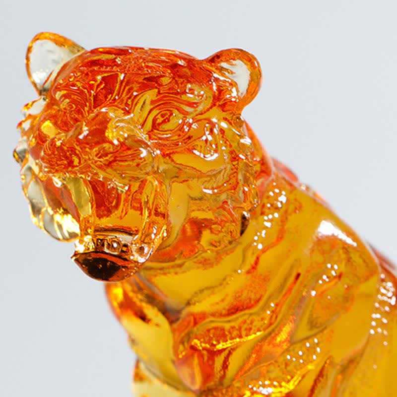 Tigre en cristal Liuli fait main | Décoration de protection