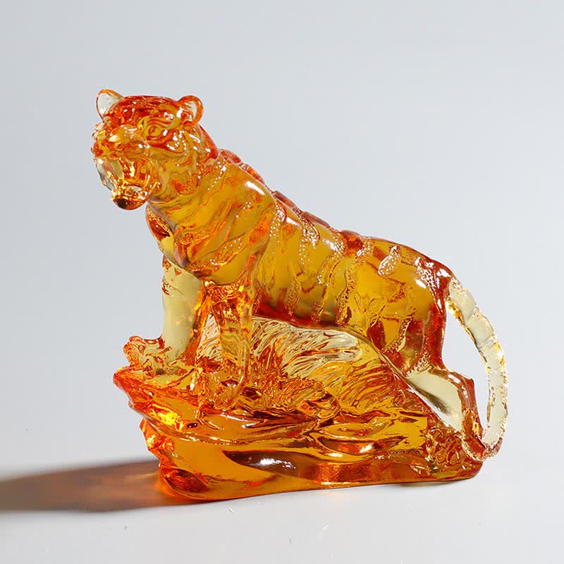 Tigre en cristal Liuli fait main | Décoration de protection