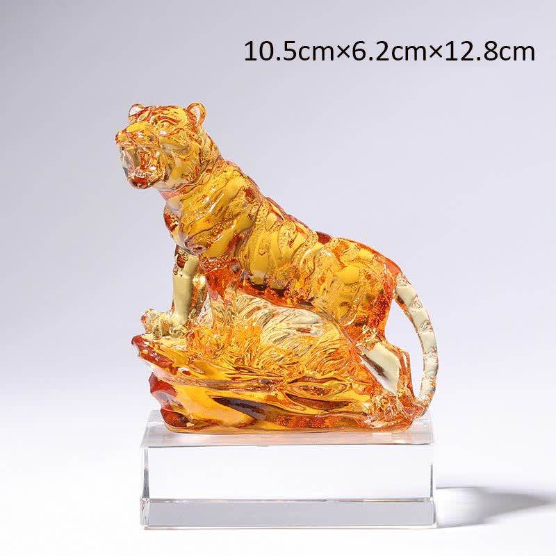 Tigre en cristal Liuli fait main | Décoration de protection