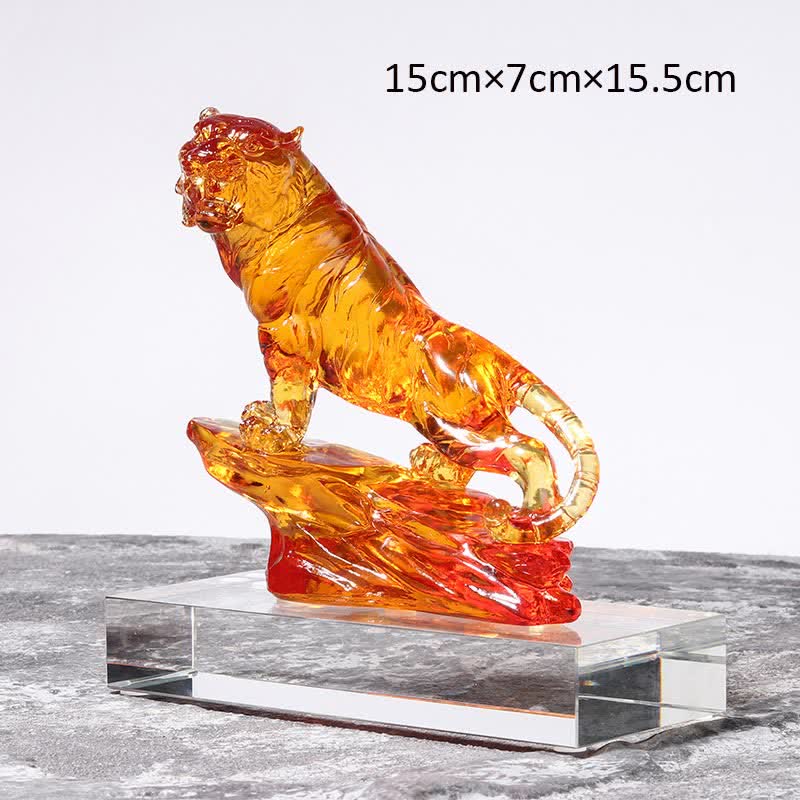 Tigre en cristal Liuli fait main | Décoration de protection