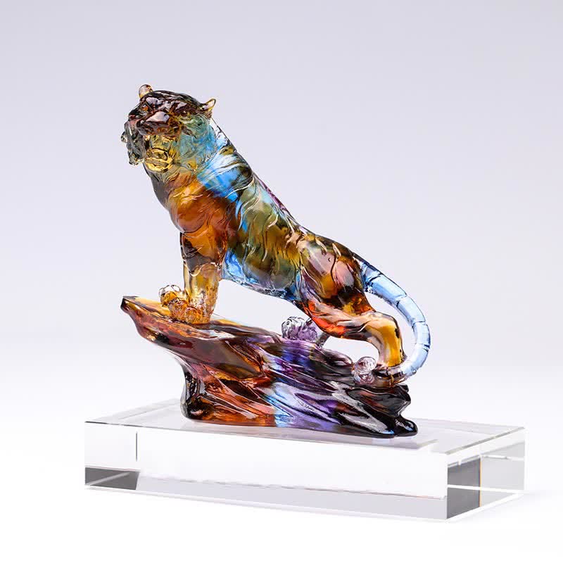 Tigre en cristal Liuli fait main | Décoration de protection