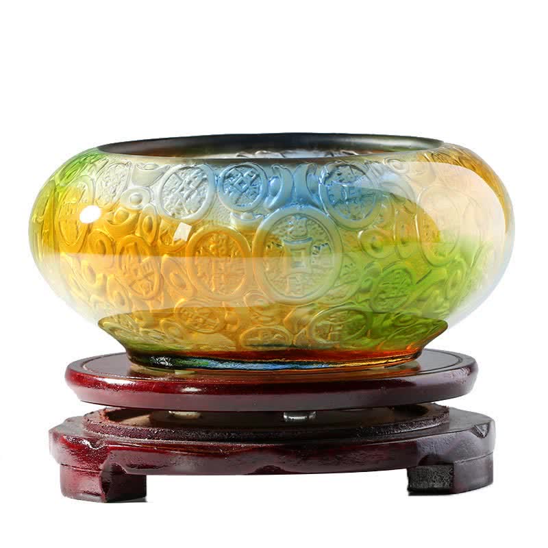 Bol à trésor en cristal Liuli fait à la main pour la décoration de la prospérité