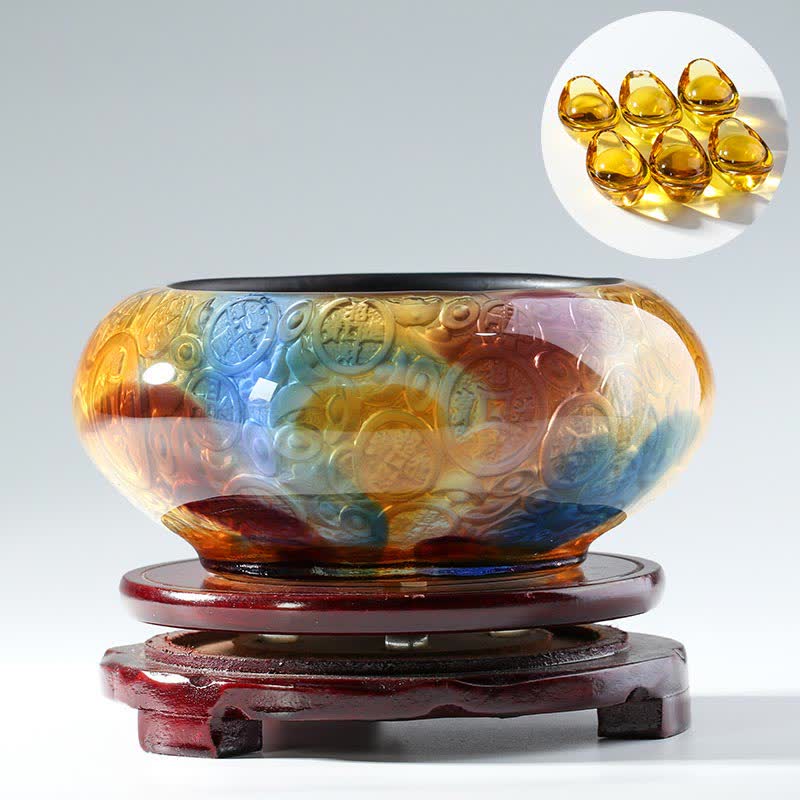 Bol à trésor en cristal Liuli fait à la main pour la décoration de la prospérité