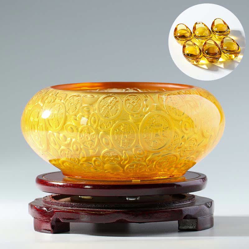 Bol à trésor en cristal Liuli fait à la main pour la décoration de la prospérité