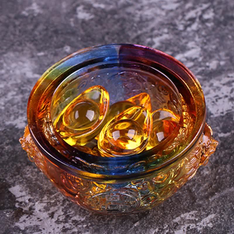 Bol en cristal Liuli fait main pour décoration d'intérieur zen