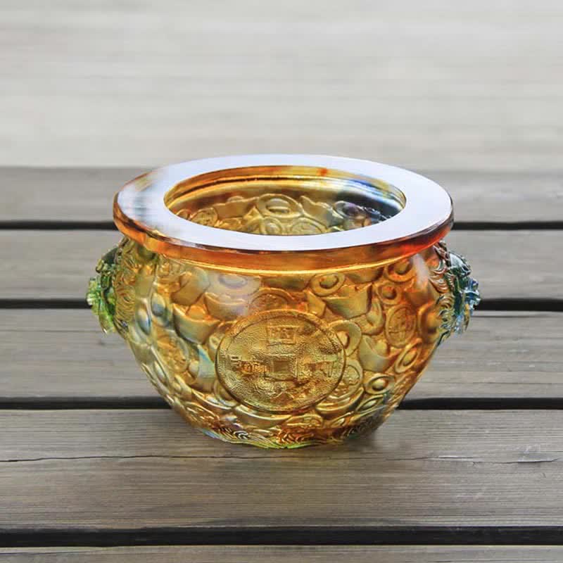Bol en cristal Liuli fait main pour décoration d'intérieur zen