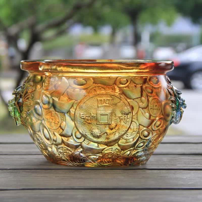 Bol en cristal Liuli fait main pour décoration d'intérieur zen