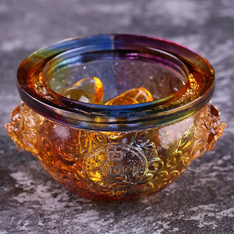 Bol en cristal Liuli fait main pour décoration d'intérieur zen