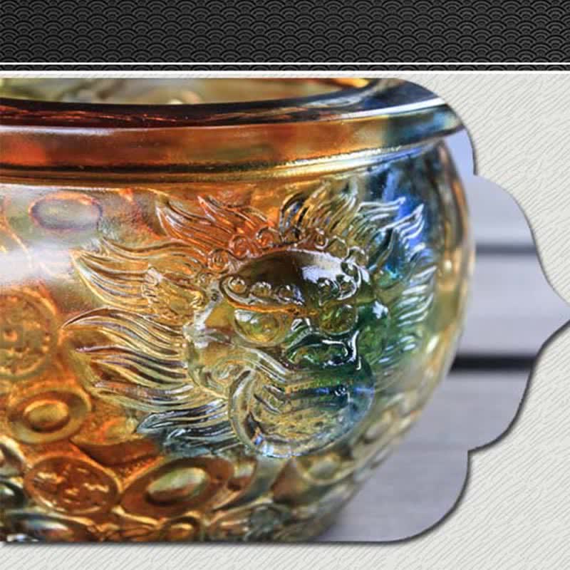 Bol en cristal Liuli fait main pour décoration d'intérieur zen