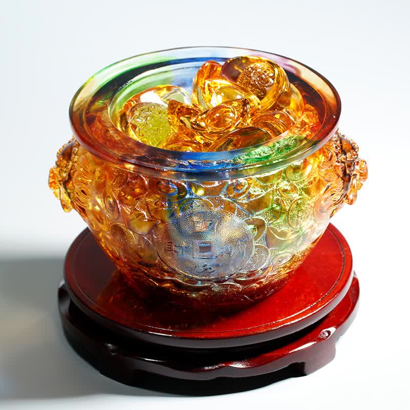 Bol en cristal Liuli fait main pour décoration d'intérieur zen