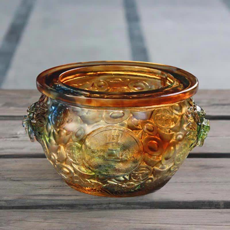 Bol en cristal Liuli fait main pour décoration d'intérieur zen
