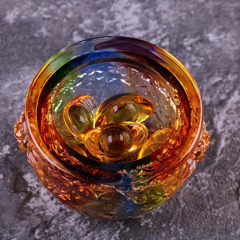Bol en cristal Liuli fait main pour décoration d'intérieur zen