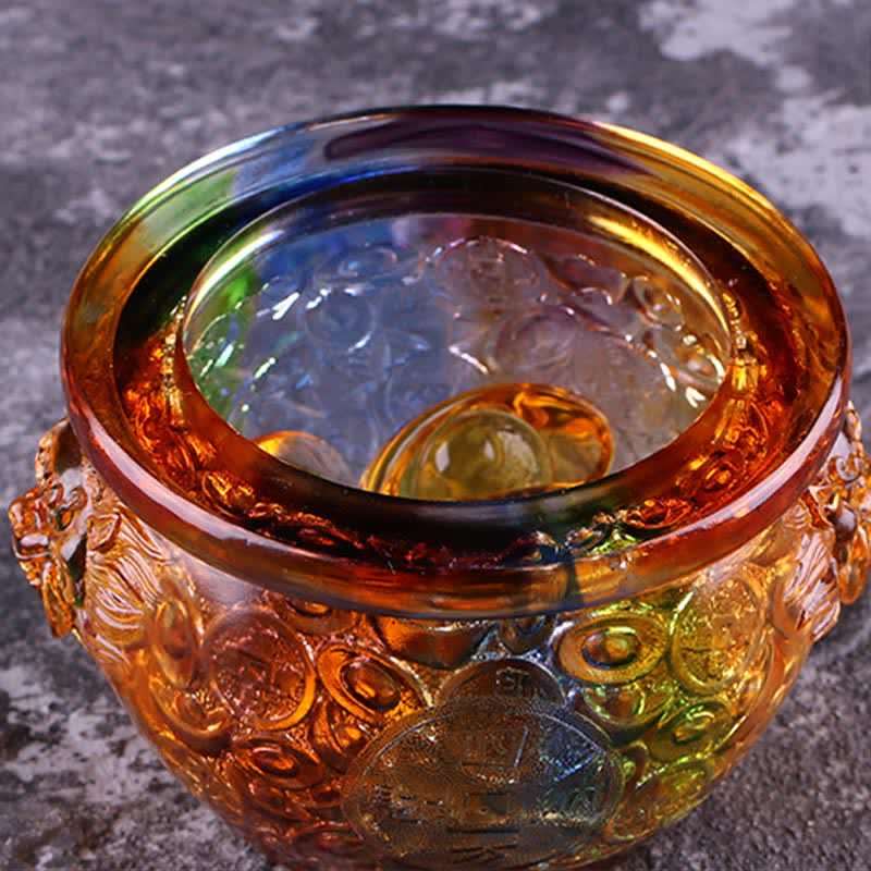 Bol en cristal Liuli fait main pour décoration d'intérieur zen